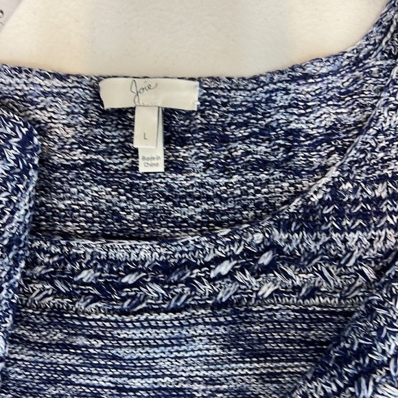 Joie Feria Textured Linen Blend Scoop Neck Sweater Blue Sz L - Picture 4 of 8